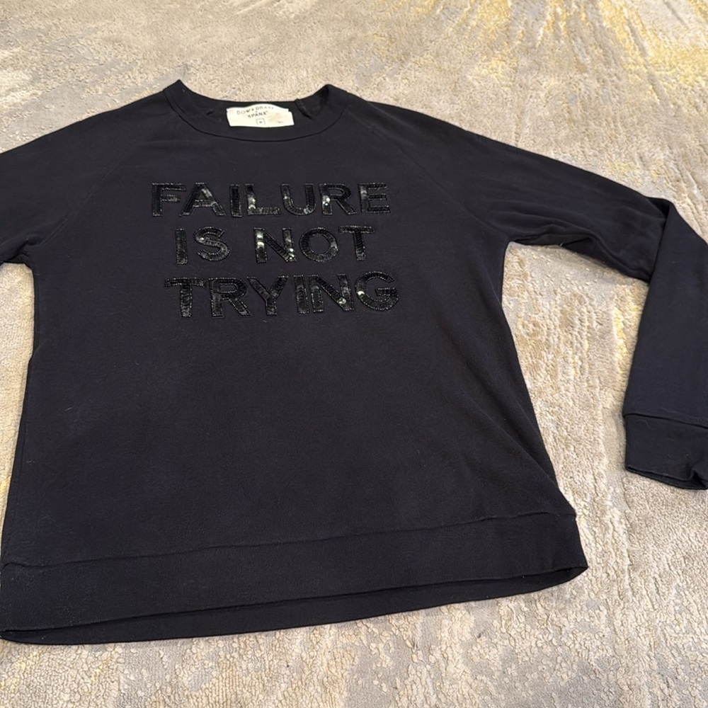 Bow & Drape + Spanx Failure Is Not Trying Black Sequin  Sweatshirt Size medium - Picture 2 of 7